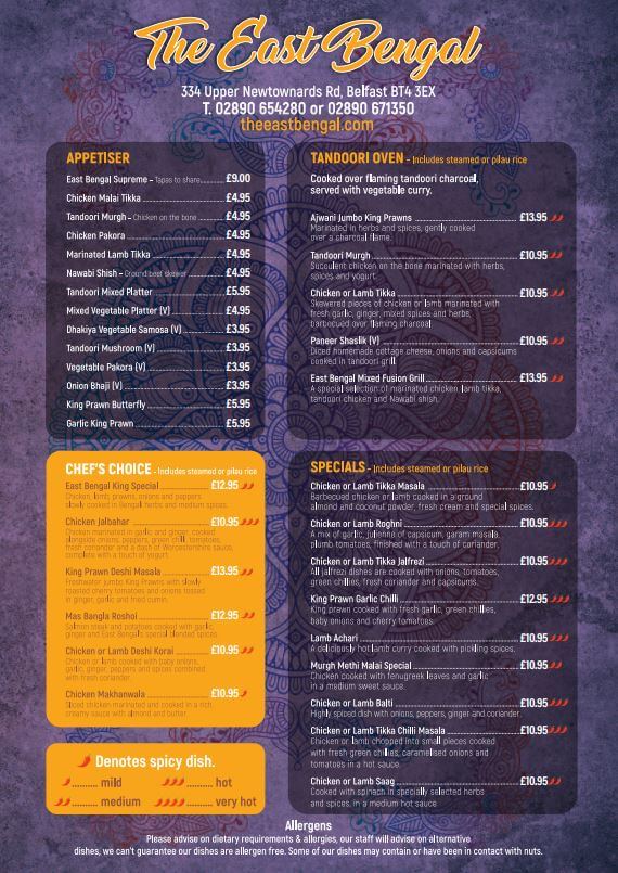 East Bengal Restaurant PDF Menu